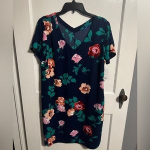 NWT Apt. 9 L Navy blue with florals dress